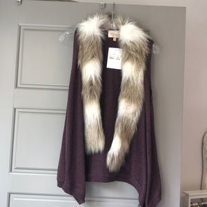 Purple fur collar vest
